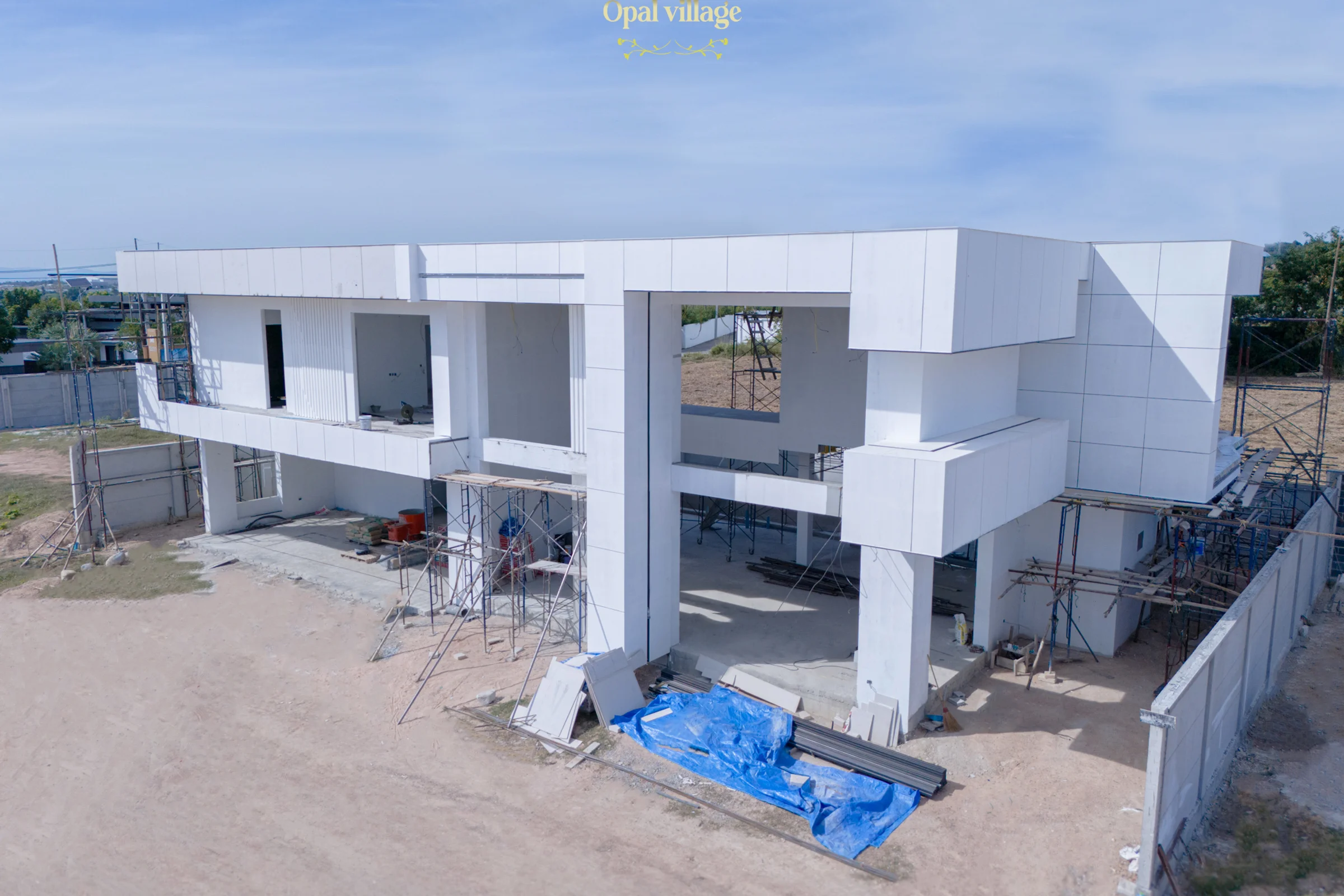 Exterior facade works in progress