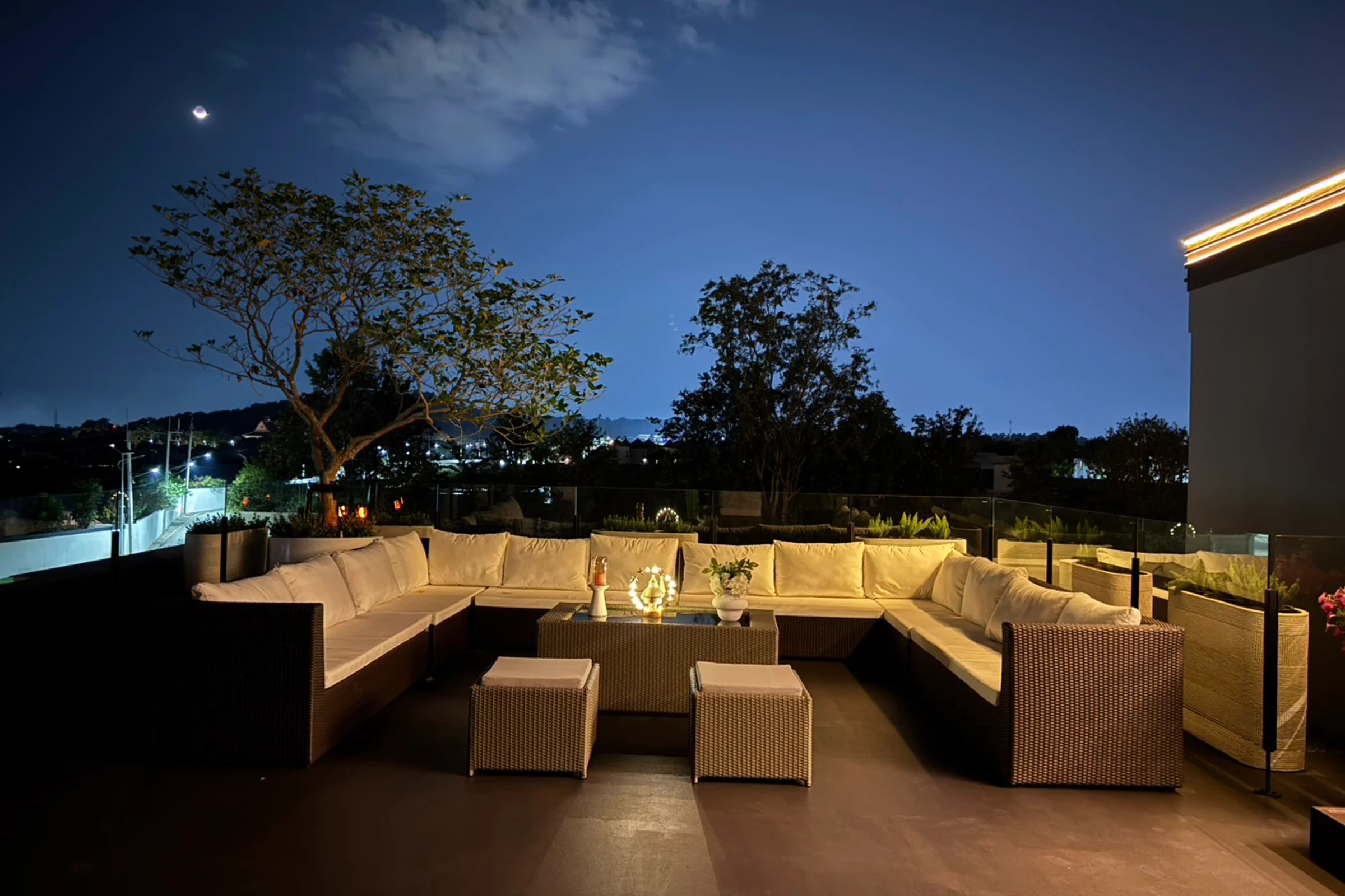 Rooftop terrace seating